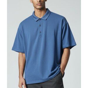 Bollé Mens Blue Polo Shirt Size L Textured Short Sleeve Snag Detail